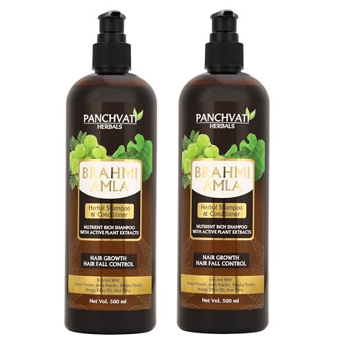 Panchvati Herbals Brahmi Amla Shampoo Promotes Faster Hair Growth Reduces Hair Fall Avoids Premature Greying Pack Of 2 (Each 450 Ml) - Image 1