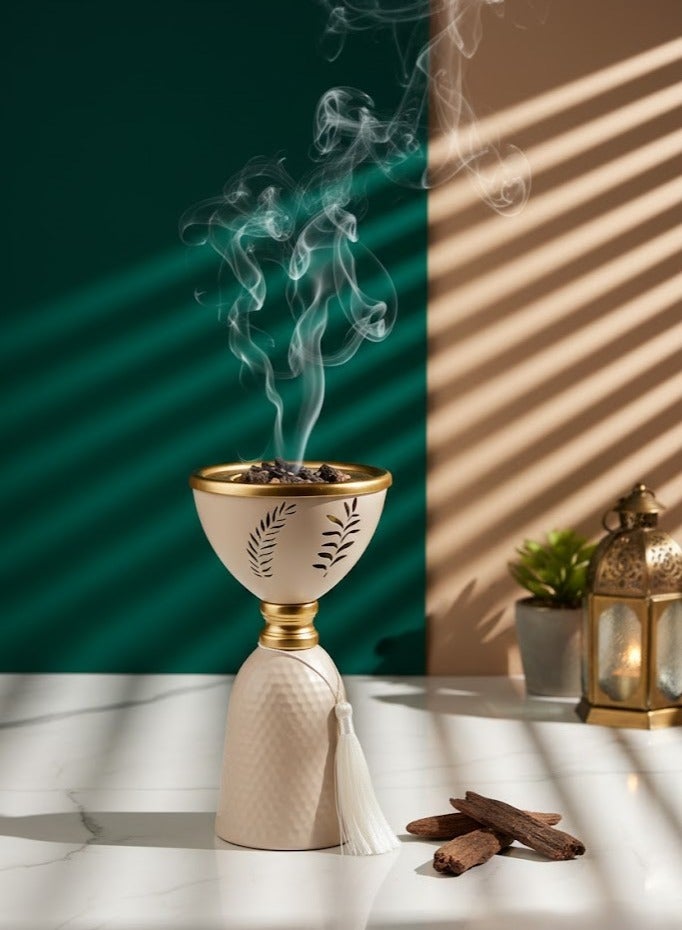 مبخرة استيل لون بيج/ذهبي بتصميم مميز وعصري