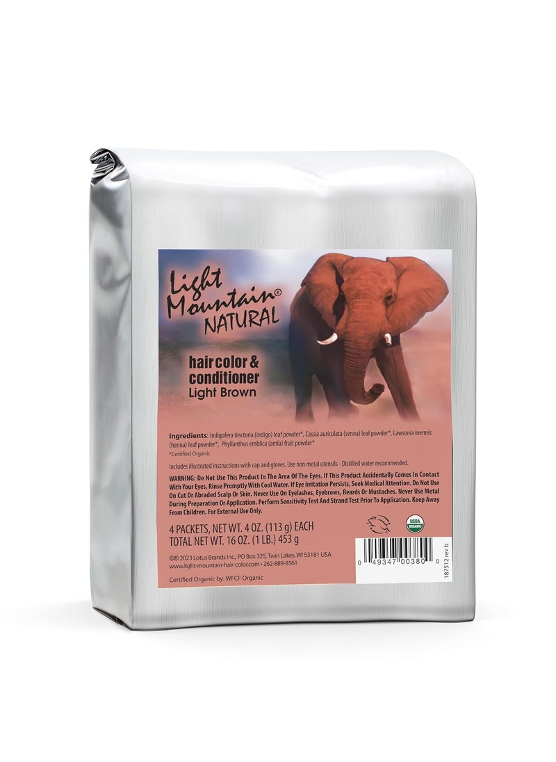 Light Mountain - Light Mountain Light Brown Hair Dye for Men/Women, Organic Henna Leaf Powder and Botanicals, Chemical-Free Semi-Permanent Hair Color, 16 Oz - Image 1
