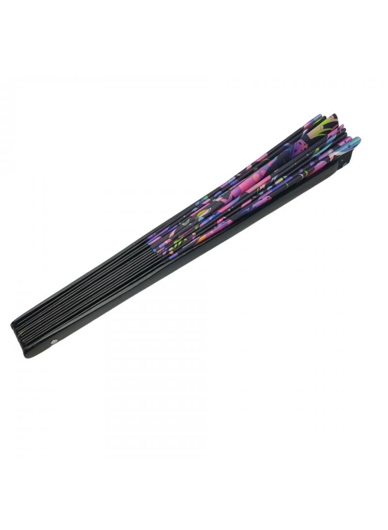 general Bamboo Bone Folding Fan UV Glow Rave Foldable Chinese Vintage Bamboo Silk Fans for Party Wedding Dancing Decoration Gift Performance Baby Shower - Image 5