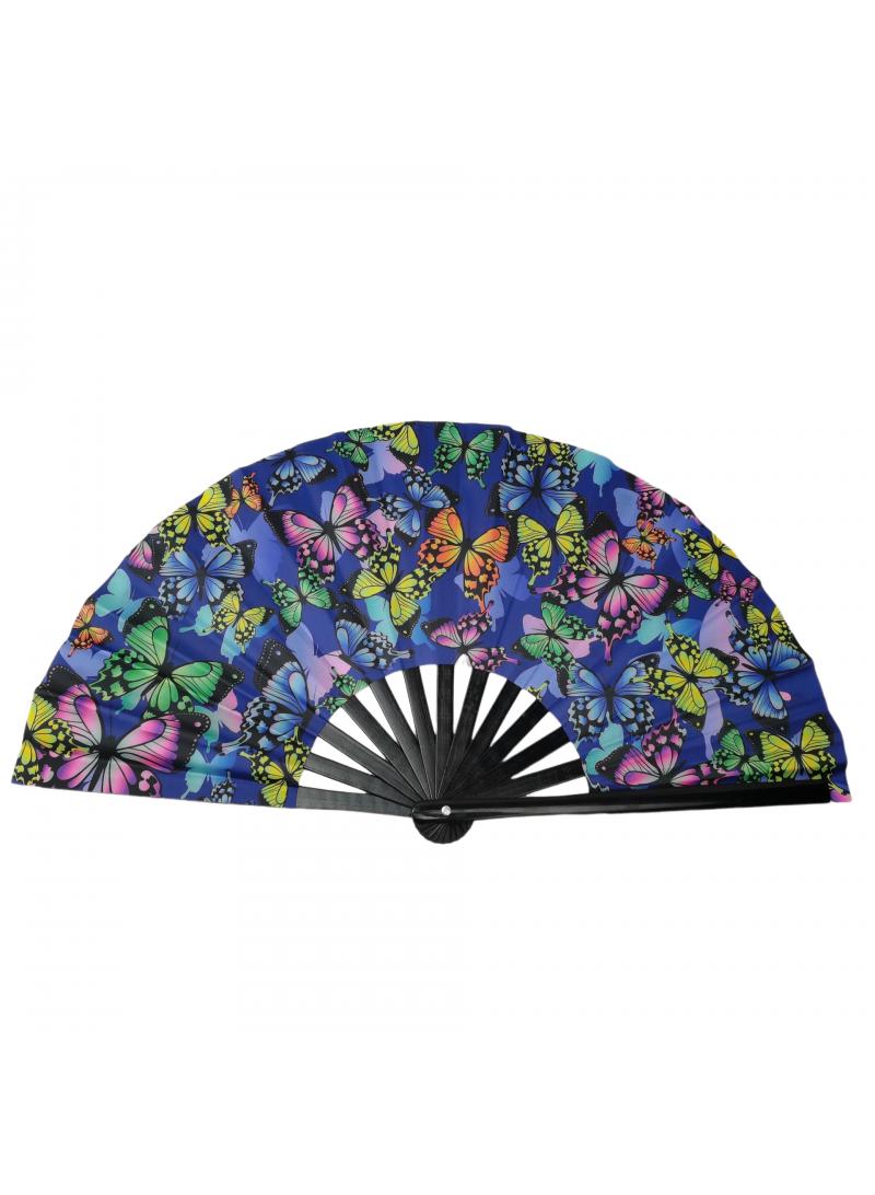 general Bamboo Bone Folding Fan UV Glow Rave Foldable Chinese Vintage Bamboo Silk Fans for Party Wedding Dancing Decoration Gift Performance Baby Shower - Image 2