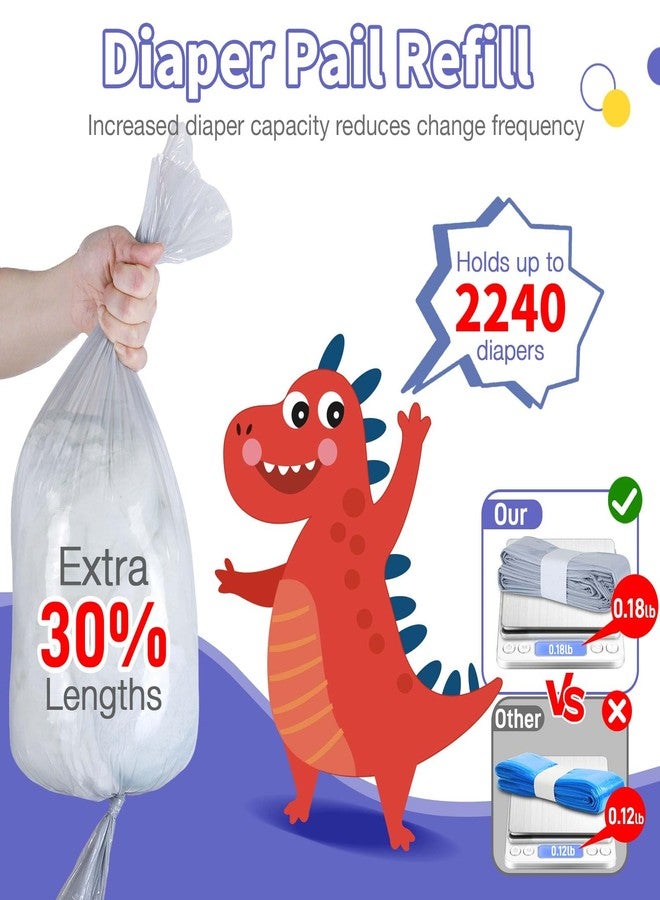 HeTaiDa Diaper Pail Refill Bags 8 Pack Upgraded Odor Control Diaper Disposal Bag Compatible with All Diaper Trash Can, Compact Pail, Square Pails Diaper Pail Refills - Image 3