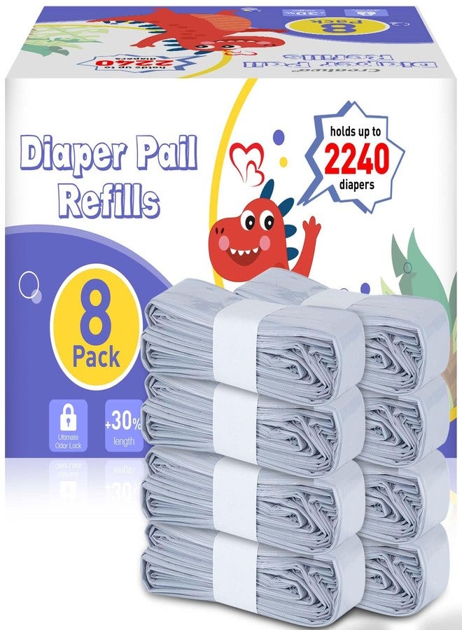 HeTaiDa Diaper Pail Refill Bags 8 Pack Upgraded Odor Control Diaper Disposal Bag Compatible with All Diaper Trash Can, Compact Pail, Square Pails Diaper Pail Refills - Image 1