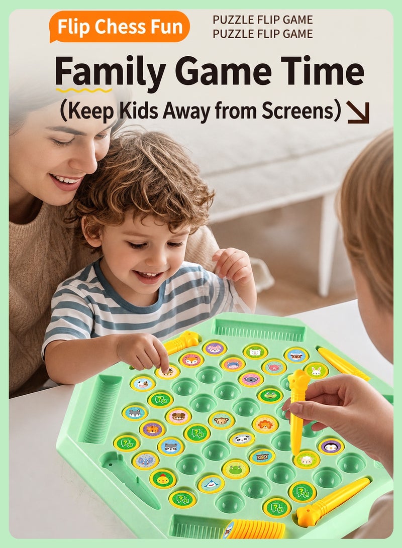 BELANO Board Games for Kids, Fruit Flip Matching Memory Game, 4-Player Interactive Board Game and Family Games with 52 Pieces, Green - Image 5