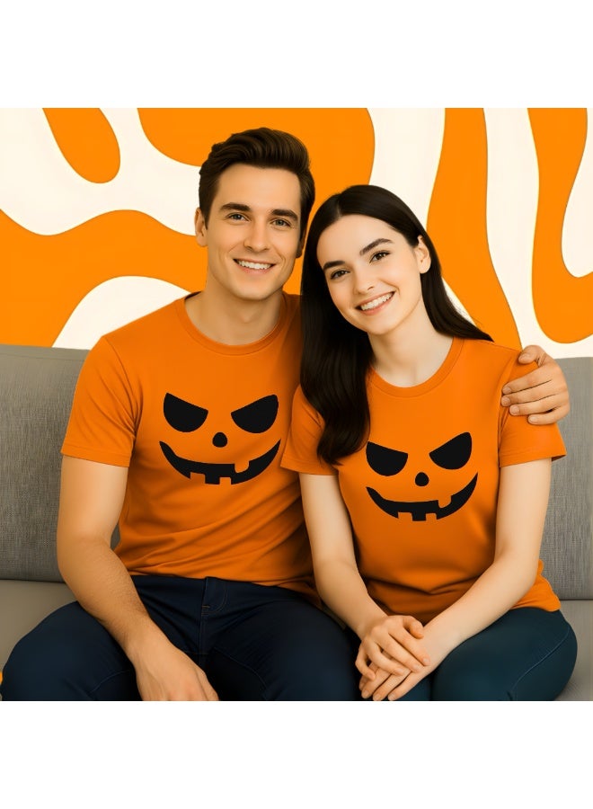 PRINTSHOP4ME Adults Halloween Orange T-Shirt – Unisex Round Neck Short Sleeve 100% Cotton Tee – Stylish & Breathable Casual Wear For Men And Women - Image 4