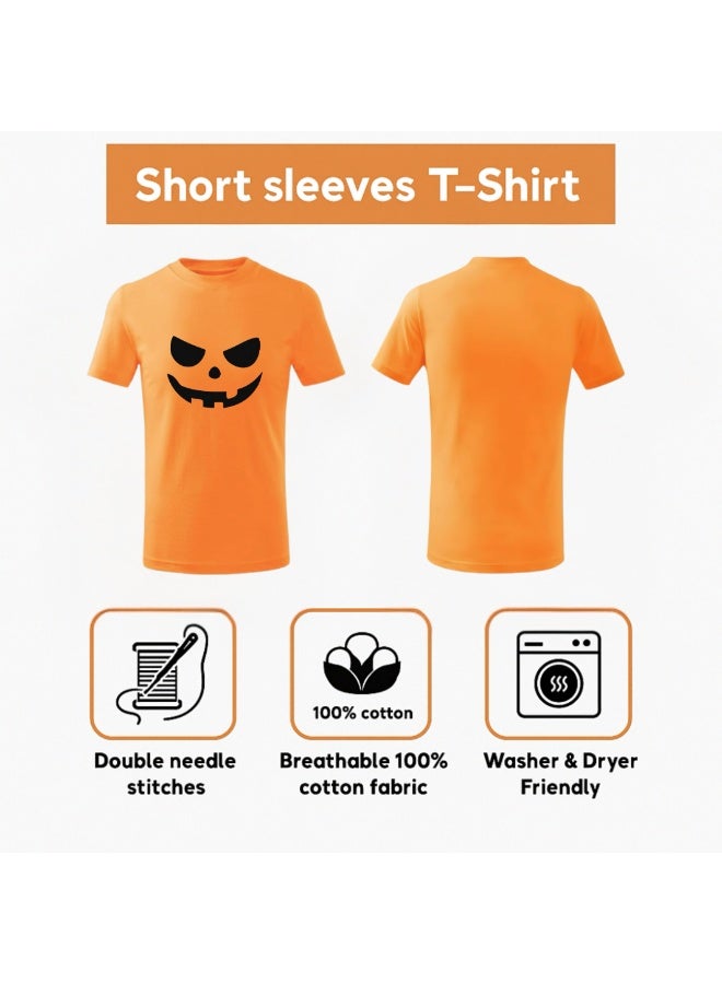 PRINTSHOP4ME Adults Halloween Orange T-Shirt – Unisex Round Neck Short Sleeve 100% Cotton Tee – Stylish & Breathable Casual Wear For Men And Women - Image 5