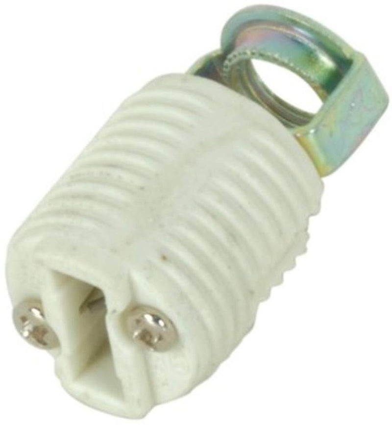 Satco 80-1582 Threaded G-9 Porcelain Light Socket, Push-In Terminals, 0.12" IP Hickey Inside Extrusion, Double Leg, 250V, 660W - Image 1