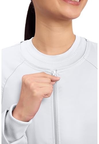 Cherokee جاكيت شيروك للنساء من مجموعة العمل الأساسية بتمدد دافئ، أبيض، صغير جداً - Image 3