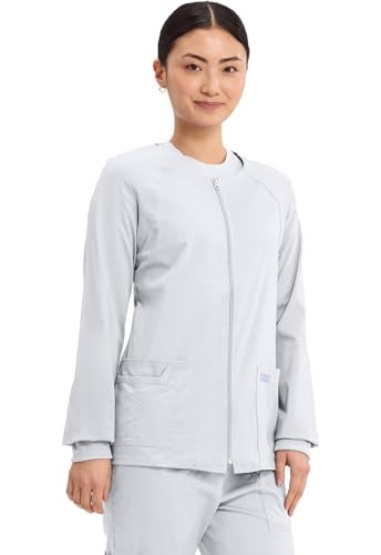 Cherokee جاكيت شيروك للنساء من مجموعة العمل الأساسية بتمدد دافئ، أبيض، صغير جداً - Image 4