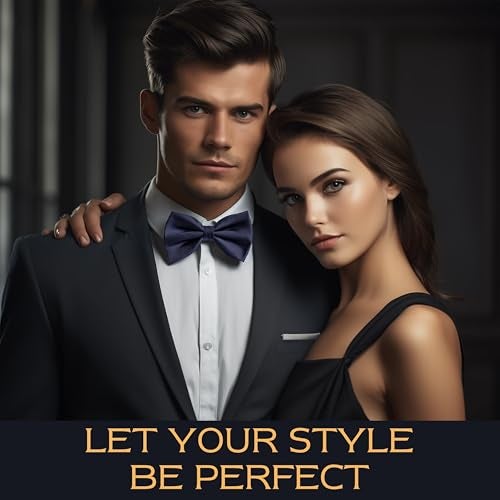 Adam Young Men's Navy Blue Bow Tie Pre-Tied Style Formal Satin Classic Bowtie for Tuxedo Faux Silk (Large, Navy Blue) - Image 2