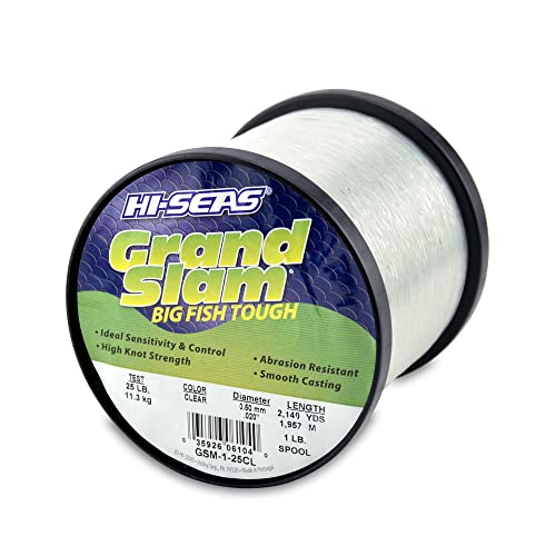 Hi-Seas Grand Slam Monofilament Line, 25 lb / 13.6 kg Test, .020 in / 0.50 mm Dia, Clear, 2140 yd / 1957 m - Image 1