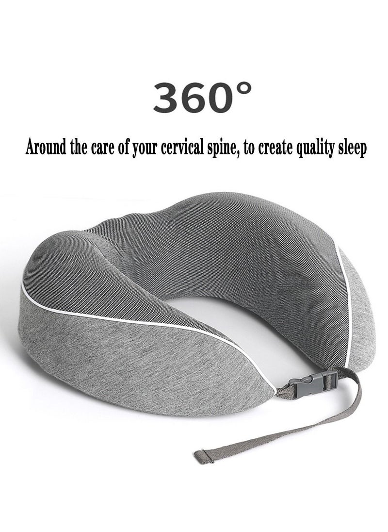 Arabest - Neck Pillow for Airplane Travel,U Travel Pillow,Adjustable Memory Foam Neck Support Latex Pillow with Eye Mask, Ear Plug - Image 1