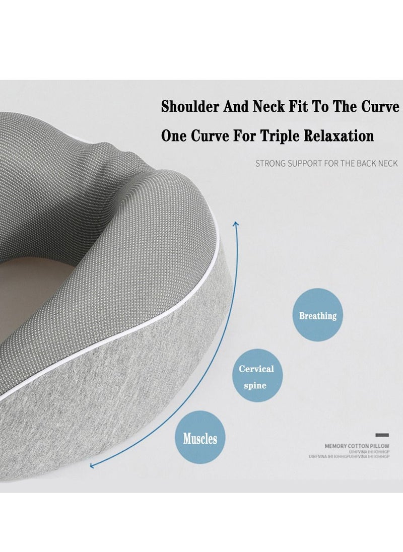 Arabest - Neck Pillow for Airplane Travel,U Travel Pillow,Adjustable Memory Foam Neck Support Latex Pillow with Eye Mask, Ear Plug - Image 1