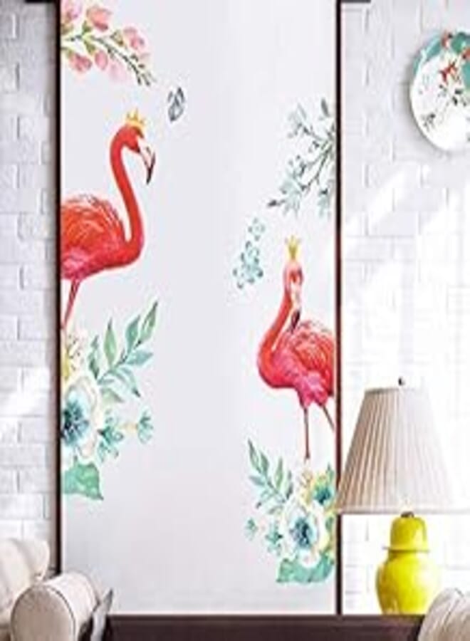 OR Cartoon Animals Flamingo Wall Sticker DIY Kids Bedroom Door Room Decoration PVC Mural Art Wall Paper-es 