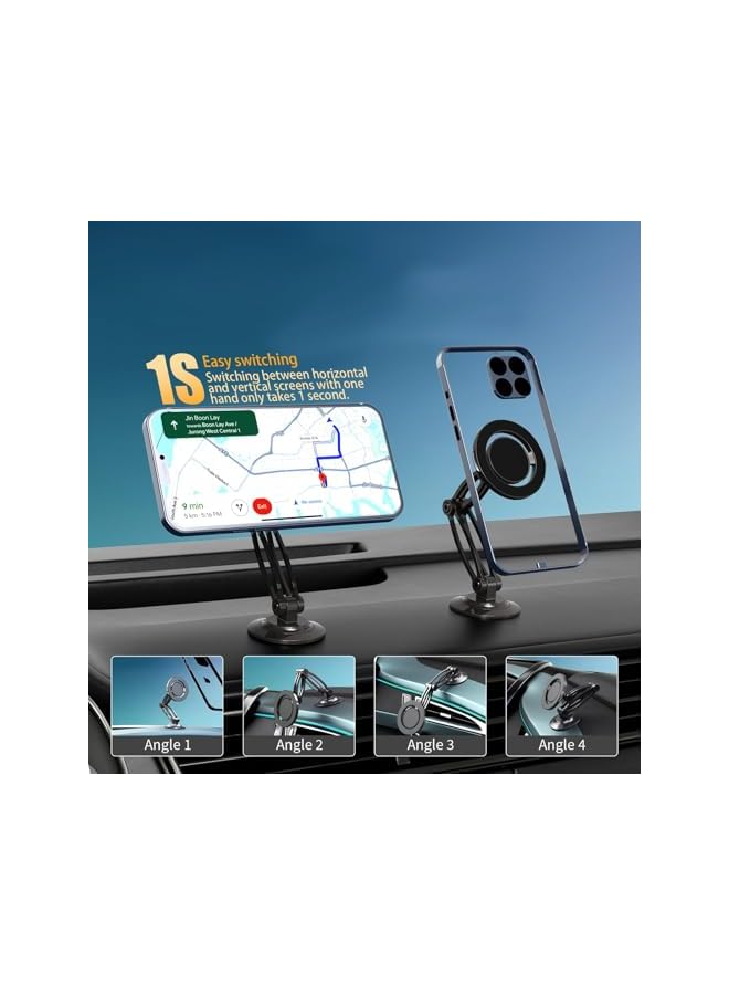 Green Tiger for Magnetic Phone Holder for Car with Metal Ring, Car Dashboard, 360° Rotation, Adjustable Double Folding Arms, Strong Magnet, Stable Car Mount for i.Phone 15 Pro Max 14 13 12 All Phones case - Image 4