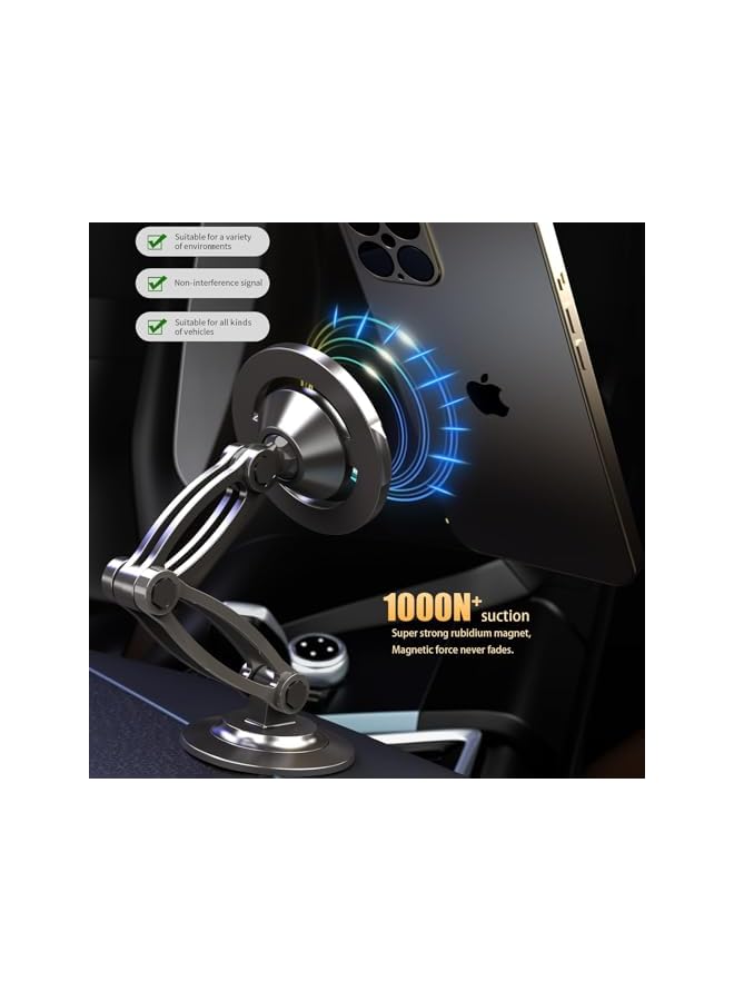 Green Tiger for Magnetic Phone Holder for Car with Metal Ring, Car Dashboard, 360° Rotation, Adjustable Double Folding Arms, Strong Magnet, Stable Car Mount for i.Phone 15 Pro Max 14 13 12 All Phones case - Image 2