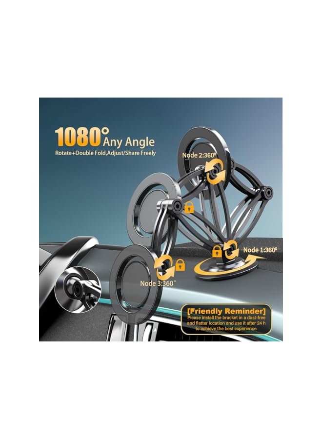 Green Tiger for Magnetic Phone Holder for Car with Metal Ring, Car Dashboard, 360° Rotation, Adjustable Double Folding Arms, Strong Magnet, Stable Car Mount for i.Phone 15 Pro Max 14 13 12 All Phones case - Image 3