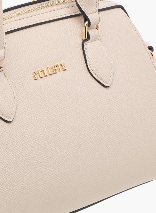 Celeste Women Textured Tote Bag with Double Handle and Detachable Strap