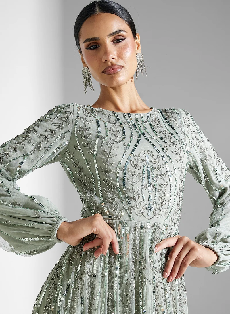 ماري Embellished Sequins Maxi Dress