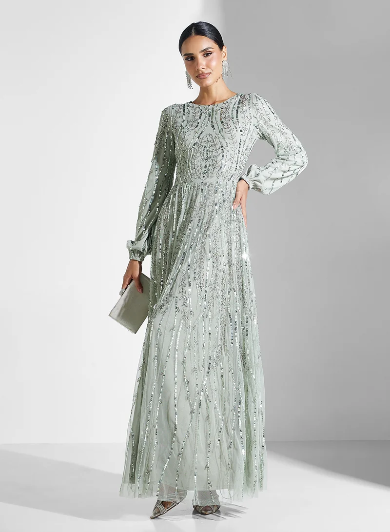 ماري Embellished Sequins Maxi Dress