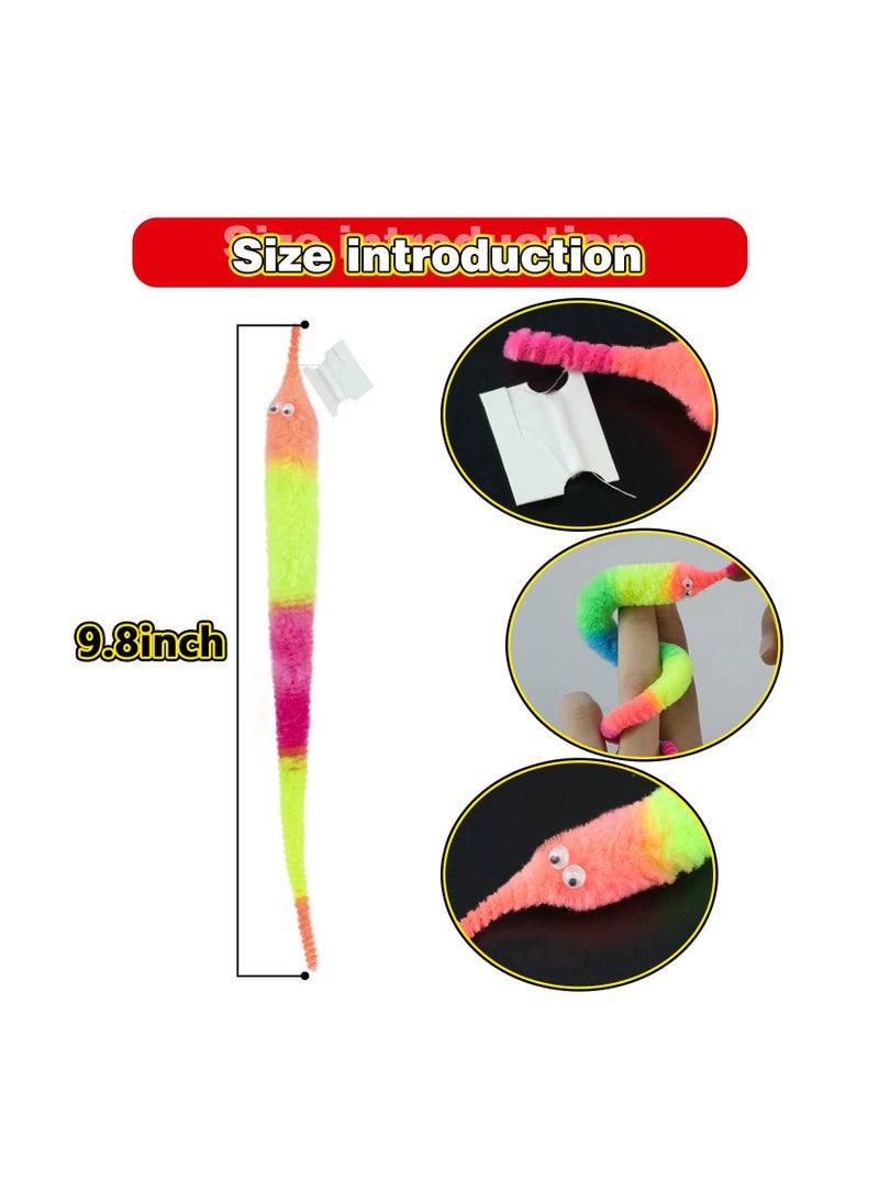 SYOSI - 6 Pieces Rainbow Fuzzy Worm Toys Tricky Caterpillar Colorful Seahorse Worms on String Bulk Carnival Party Favors for Kid Cat - Image 1