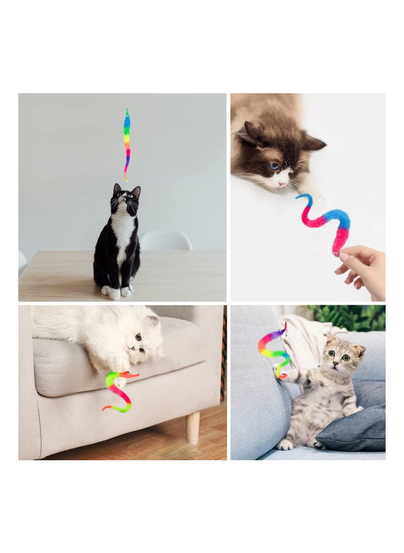 SYOSI - 6 Pieces Rainbow Fuzzy Worm Toys Tricky Caterpillar Colorful Seahorse Worms on String Bulk Carnival Party Favors for Kid Cat - Image 1