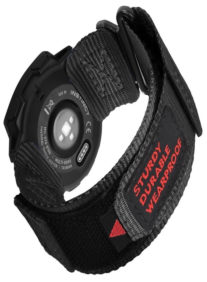 Olytop 22mm Rugged Watch Bands for Garmin Instinct/Instinct 2 Solar, Nylon Sports Replacement Strap with With Woven Loop Design for Garmin Instinct 2 Tactical/Esports/Tide, Black - Image 1
