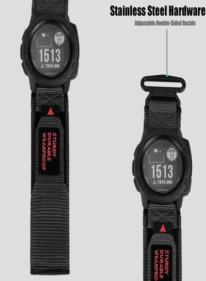 Olytop 22mm Rugged Watch Bands for Garmin Instinct/Instinct 2 Solar, Nylon Sports Replacement Strap with With Woven Loop Design for Garmin Instinct 2 Tactical/Esports/Tide, Black - Image 3