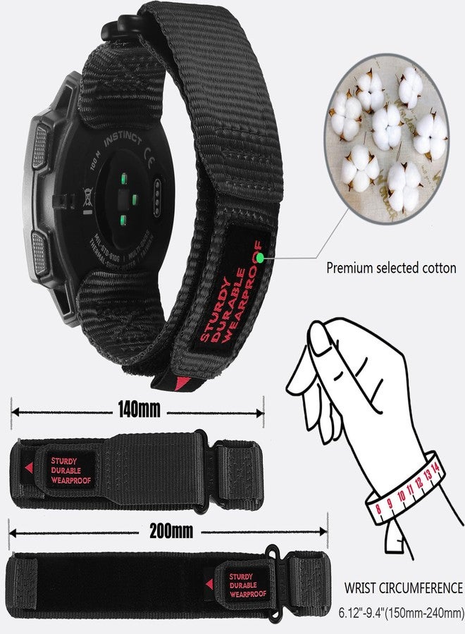 Olytop 22mm Rugged Watch Bands for Garmin Instinct/Instinct 2 Solar, Nylon Sports Replacement Strap with With Woven Loop Design for Garmin Instinct 2 Tactical/Esports/Tide, Black - Image 5