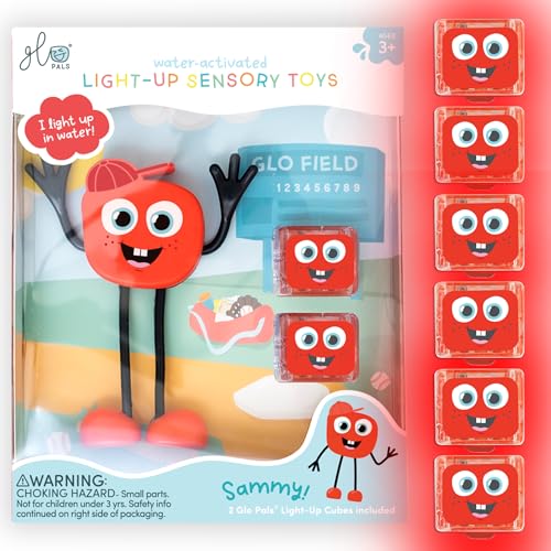 Glo Pals New Glo Pals Water-Activated Bath Toy with 6 Reusable Light-Up Cubes for Sensory Play (Sammy) - Image 1
