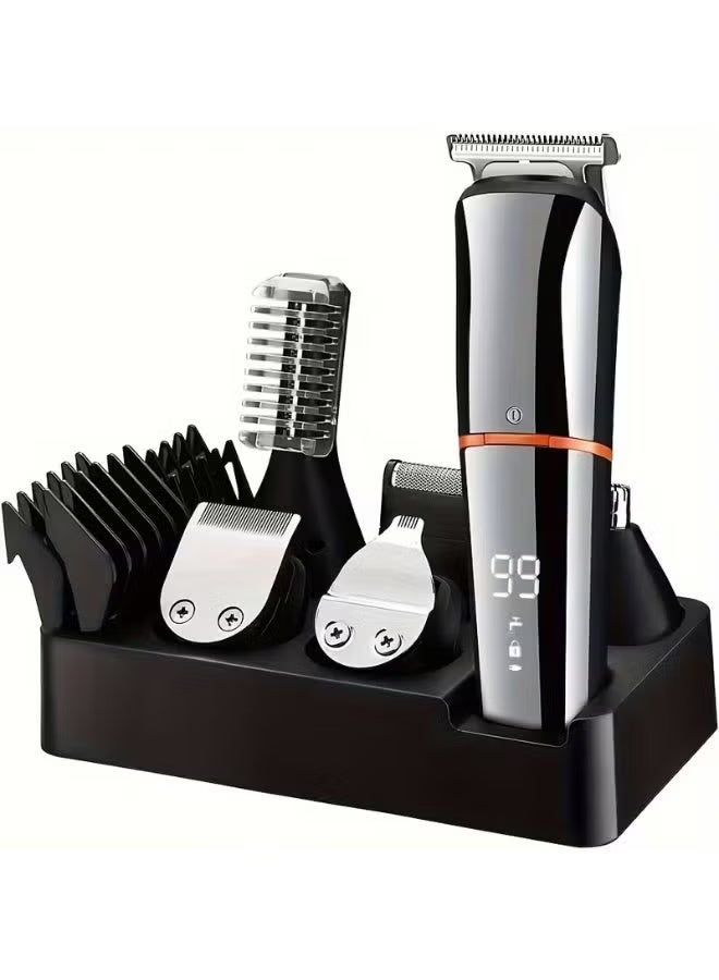 6-in-1 High Quality Electric Hair Clipper Set for Men - Multi-Grooming Kit with Nose & Ear Trimmer, Body Hair Clippers, USB Rechargeable Lithium Battery, 1200mAh, Safe & Easy to Use, Ideal Gift for Men - Image 1