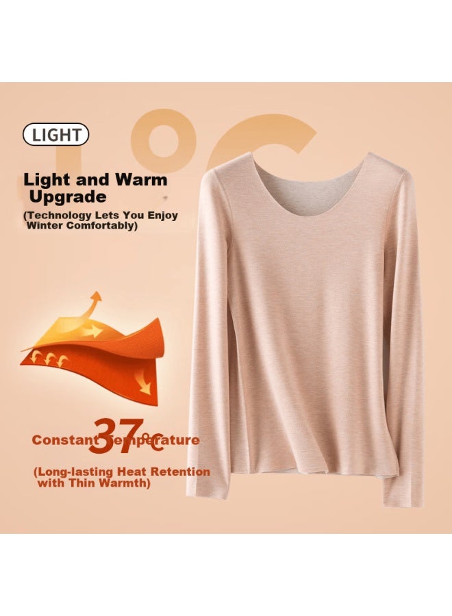 Moxtoc Luxury Thermal Warm Set Women Autumn Winter Wool Cold-resistant Silk Soft Cotton Fleece Lined Top And Thermal Pants - Image 4