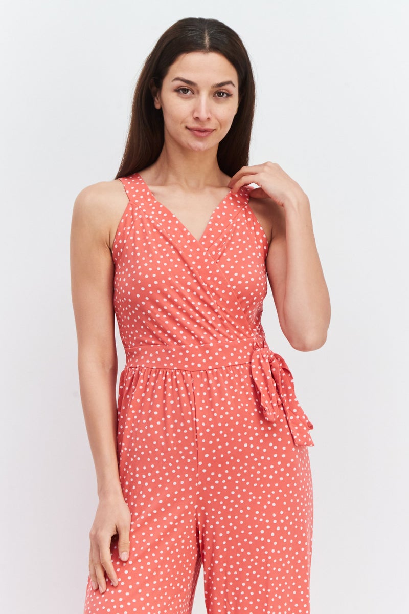 41 Hawthorn Women Polka Dots Sleeveless Jumpsuit, Pink  - Image 2