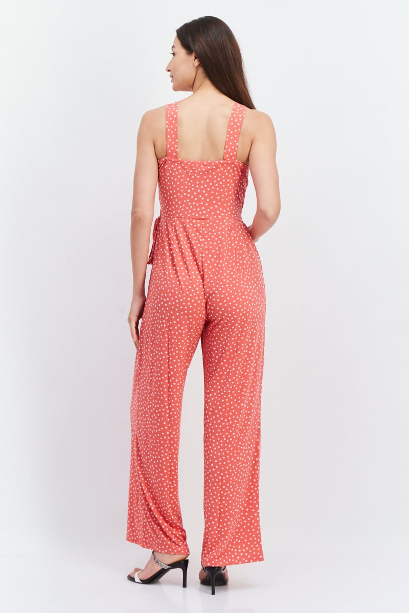 41 Hawthorn Women Polka Dots Sleeveless Jumpsuit, Pink - Image 4