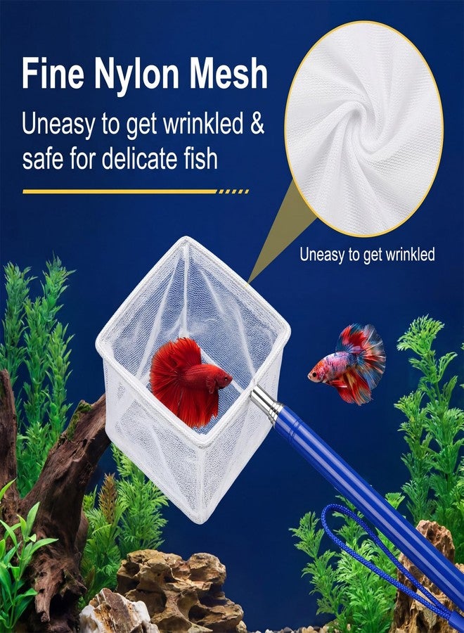 Macuezu 3 Inch Fine Mesh Shrimp Net, Tiny Fish Net for Shrimp Baby, Long Handle Small Fishes Tank Tool for Bettas, Extendable Stainless Steel Handle, Small Tank & Pond Cleaning Nets - Image 4