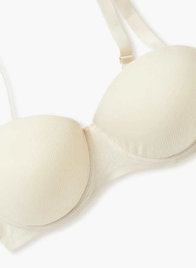 Splash FAV Ribbed Balconette Bra with Hook and Eye Closure