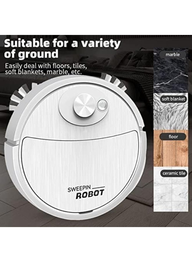 Automatic Robotic vacuum cleaner - rechargeable household Robotic vacuum cleaner intelligent sweeping robot easy to operate Robotic vacuum cleaner Floor cleaning, ideal for pet hair hard floor white - Image 4