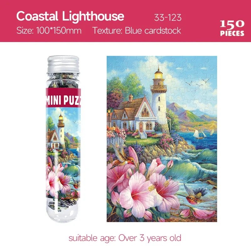 Bluejw Kids Educational Logo Print Mini Jigsaw Puzzle 150x100 Pieces Featuring Mona Lisa Test Tubes & Blue Cards Made Paper - Image 1