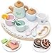 UMU Wooden Tea Set for Kids  Pretend Play Tea Party Toy with Colorful Cups Tea Bags Lemon Slices  More  Montessori Role Play Toy for Ages 3 4 5 6 - Image 2