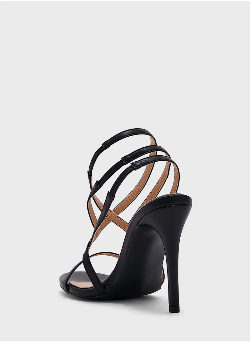 Khizana Metallic Trim Satin Pointed Pump