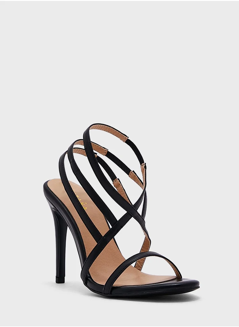 Khizana Metallic Trim Satin Pointed Pump