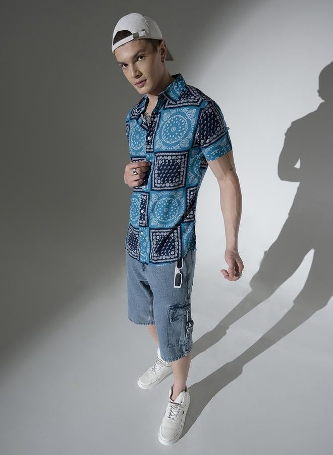 Hubberholme Multicolor Ethnic Motif Shirt for Men, Oversized and Casual - Image 2