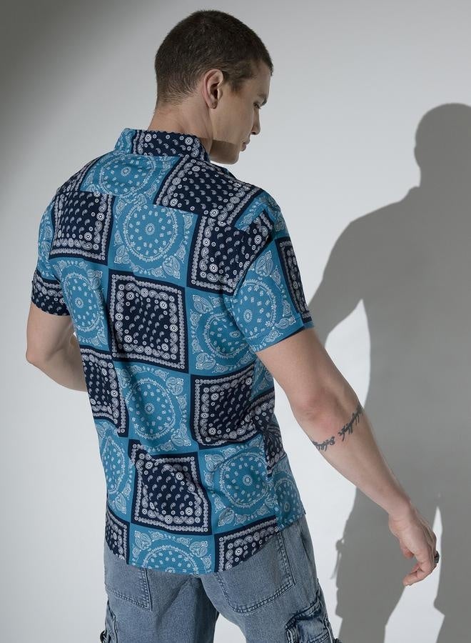 Hubberholme Multicolor Ethnic Motif Shirt for Men, Oversized and Casual - Image 5