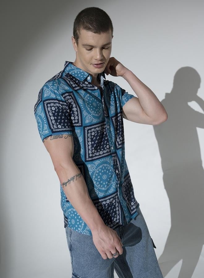 Hubberholme Multicolor Ethnic Motif Shirt for Men, Oversized and Casual - Image 3