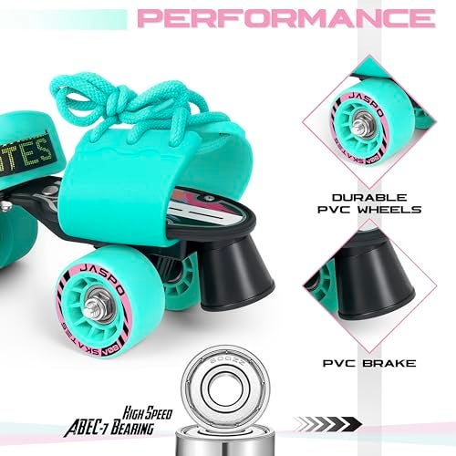 jaspo Kids G-Force Adjustable Roller Skates (Cyan, Senior (6-14 Years Age Group) Outdoor Wheel) - Image 4