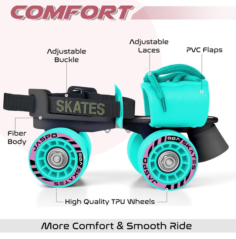 jaspo Kids G-Force Adjustable Roller Skates (Cyan, Senior (6-14 Years Age Group) Outdoor Wheel) - Image 2