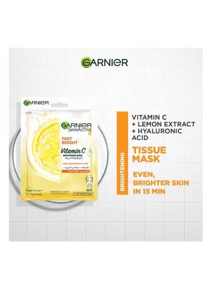 garnier Garnier Garnier Fast Bright Tissue Mask with Vitamin C & Milky Essence Clear 28grams - Image 1