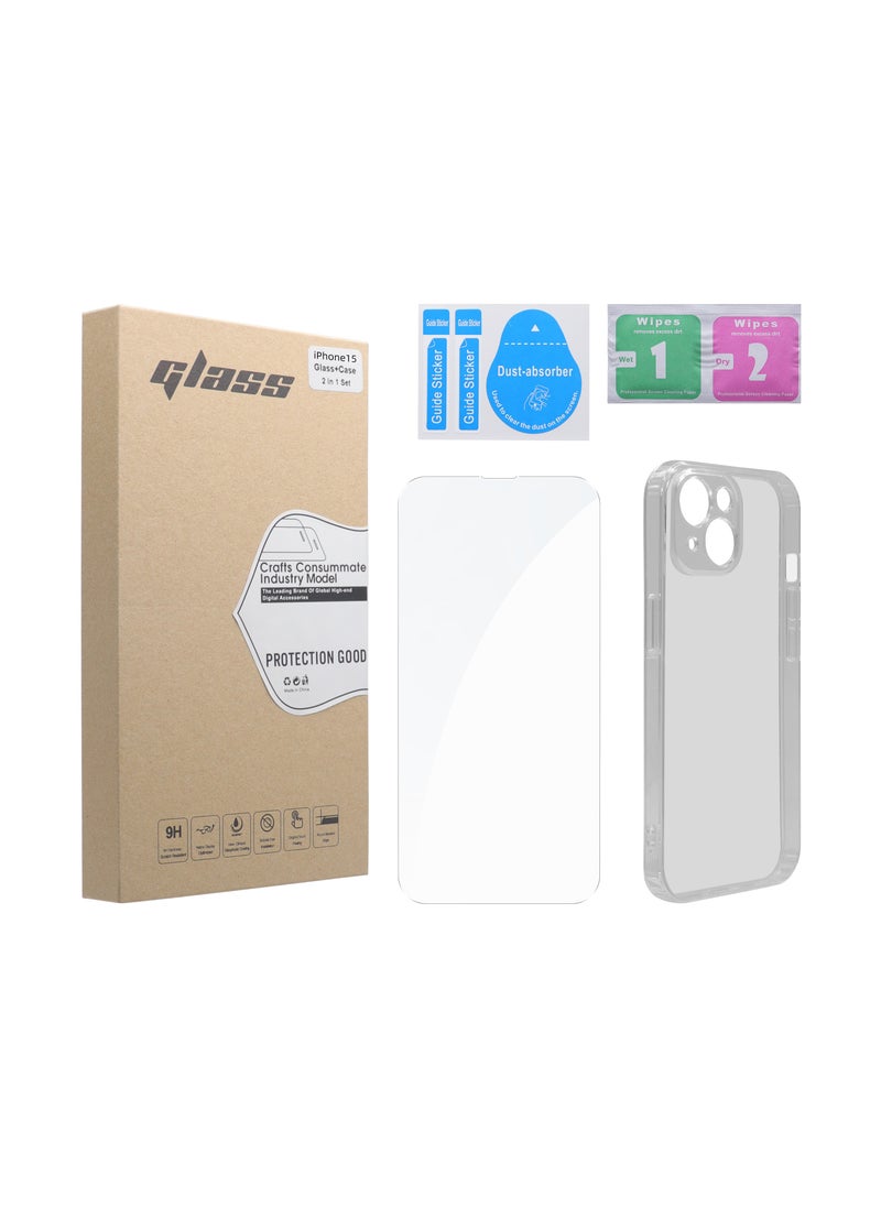 wrapKart Apple iPhone 15 Premium Clear Case with Ultra Clear Tempered Glass  - Image 1