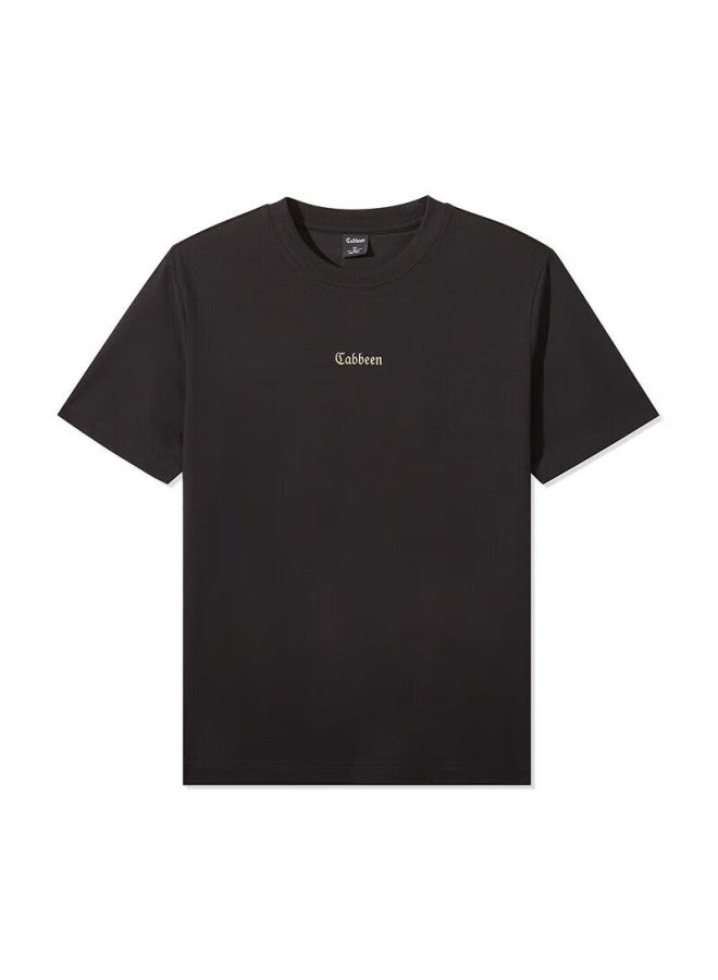 Cabbeen Men's Printed Short Sleeve T-shirt Summer Loose Breathable Ice Silk Top Casual Simple Round Neck T-shirt Men Coal Black 01 - Image 2