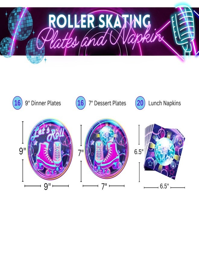 Blue Orchards Roller Skating Party Plates and Napkins (52 pieces for 20 Guests) - Roller Skating Party, 90s Party Supplies, Roller Skate Plates And Napkins, Skate Party Decorations For Girl - Image 2